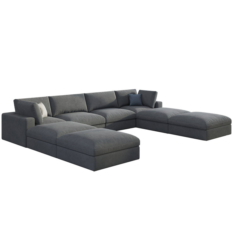 Jiesha 152 Inches Sectional Sofa, Cozy Modular Down Filled Sectional Sofa, 8 Seats U Shaped Cloud Sofa With Chaise, Ottoman, Oversized Sofa For Living Jiesha 152 Inches Sectional Sofa, Cozy Modular Down Filled Sectional Sofa, 8 Seats U Shaped Cloud Sofa With Chaise, Ottoman, Oversized Sofa For Living